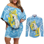 World Diabetes Day Australia Couples Matching Off Shoulder Short Dress and Long Sleeve Button Shirt Yellow-crested Cockatoo Golden Wattle Aboriginal - Aussie Hoodie