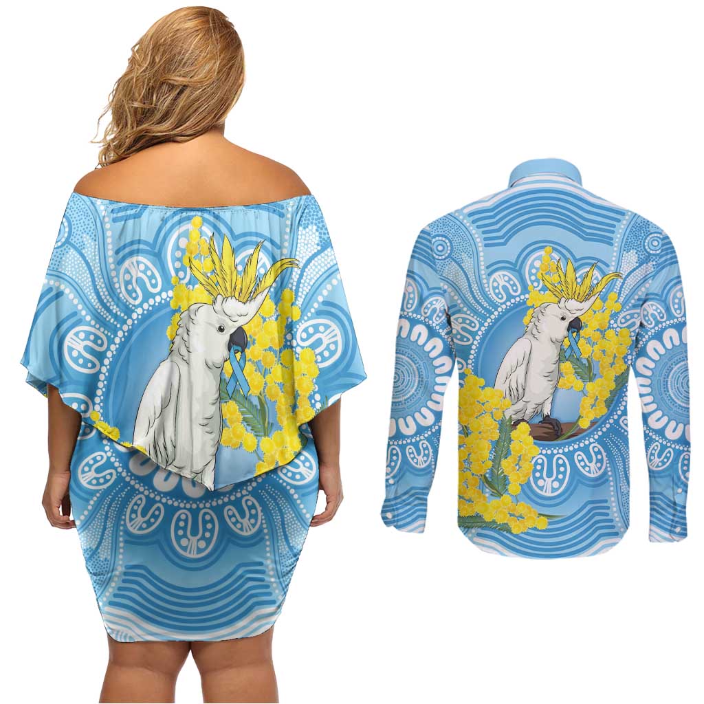 World Diabetes Day Australia Couples Matching Off Shoulder Short Dress and Long Sleeve Button Shirt Yellow-crested Cockatoo Golden Wattle Aboriginal - Aussie Hoodie