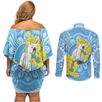 World Diabetes Day Australia Couples Matching Off Shoulder Short Dress and Long Sleeve Button Shirt Yellow-crested Cockatoo Golden Wattle Aboriginal - Aussie Hoodie