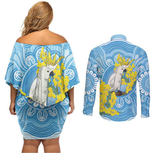 World Diabetes Day Australia Couples Matching Off Shoulder Short Dress and Long Sleeve Button Shirt Yellow-crested Cockatoo Golden Wattle Aboriginal - Aussie Hoodie