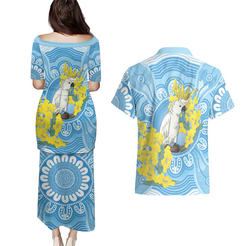 World Diabetes Day Australia Couples Matching Puletasi and Hawaiian Shirt Yellow-crested Cockatoo Golden Wattle Aboriginal - Aussie Hoodie