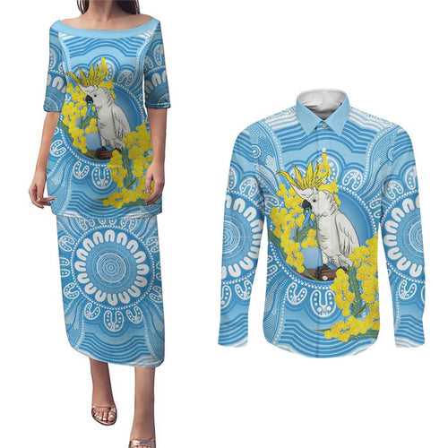 World Diabetes Day Australia Couples Matching Puletasi and Long Sleeve Button Shirt Yellow-crested Cockatoo Golden Wattle Aboriginal - Aussie Hoodie