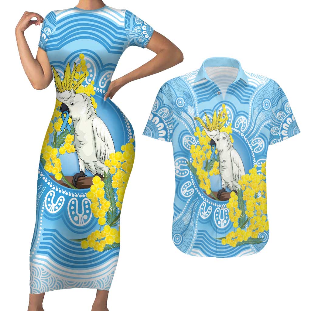 World Diabetes Day Australia Couples Matching Short Sleeve Bodycon Dress and Hawaiian Shirt Yellow-crested Cockatoo Golden Wattle Aboriginal - Aussie Hoodie