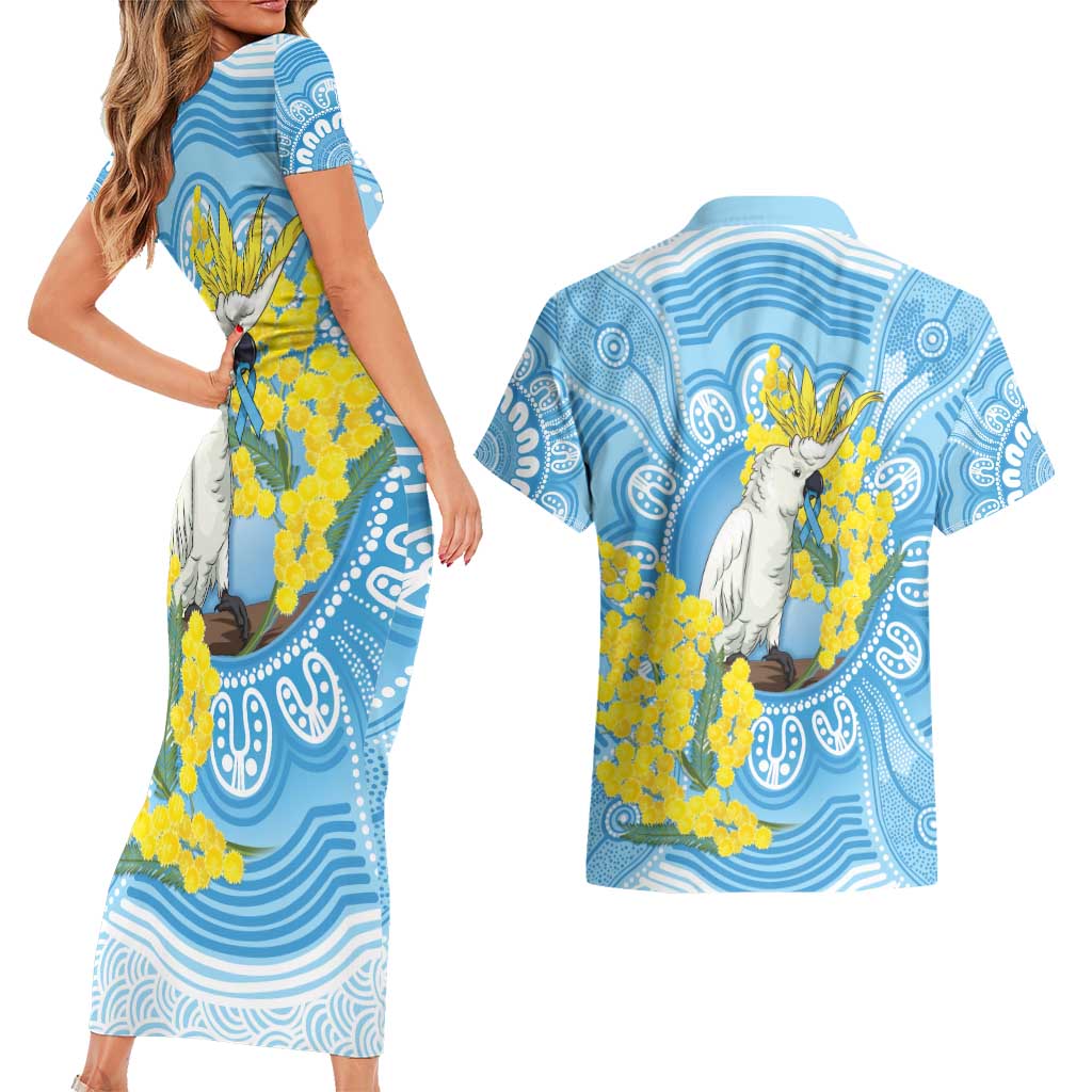 World Diabetes Day Australia Couples Matching Short Sleeve Bodycon Dress and Hawaiian Shirt Yellow-crested Cockatoo Golden Wattle Aboriginal - Aussie Hoodie