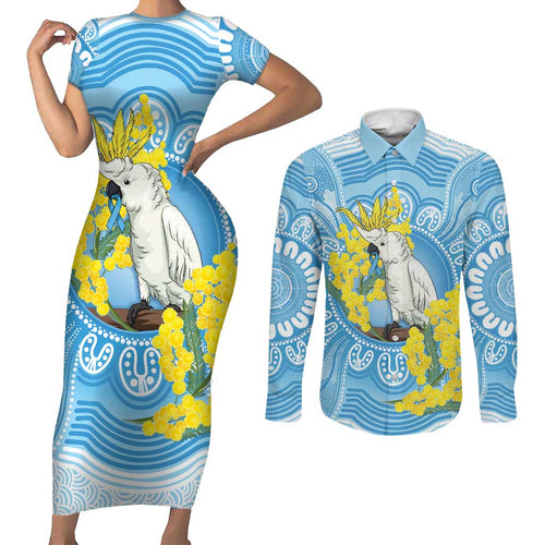 World Diabetes Day Australia Couples Matching Short Sleeve Bodycon Dress and Long Sleeve Button Shirt Yellow-crested Cockatoo Golden Wattle Aboriginal - Aussie Hoodie