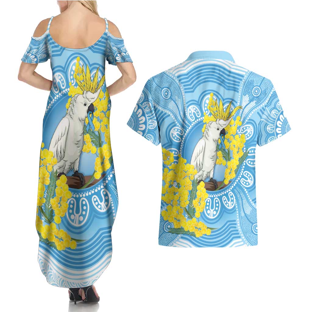 World Diabetes Day Australia Couples Matching Summer Maxi Dress and Hawaiian Shirt Yellow-crested Cockatoo Golden Wattle Aboriginal - Aussie Hoodie