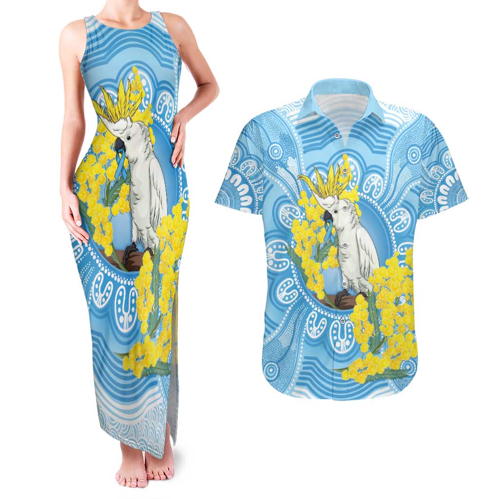 World Diabetes Day Australia Couples Matching Tank Maxi Dress and Hawaiian Shirt Yellow-crested Cockatoo Golden Wattle Aboriginal - Aussie Hoodie