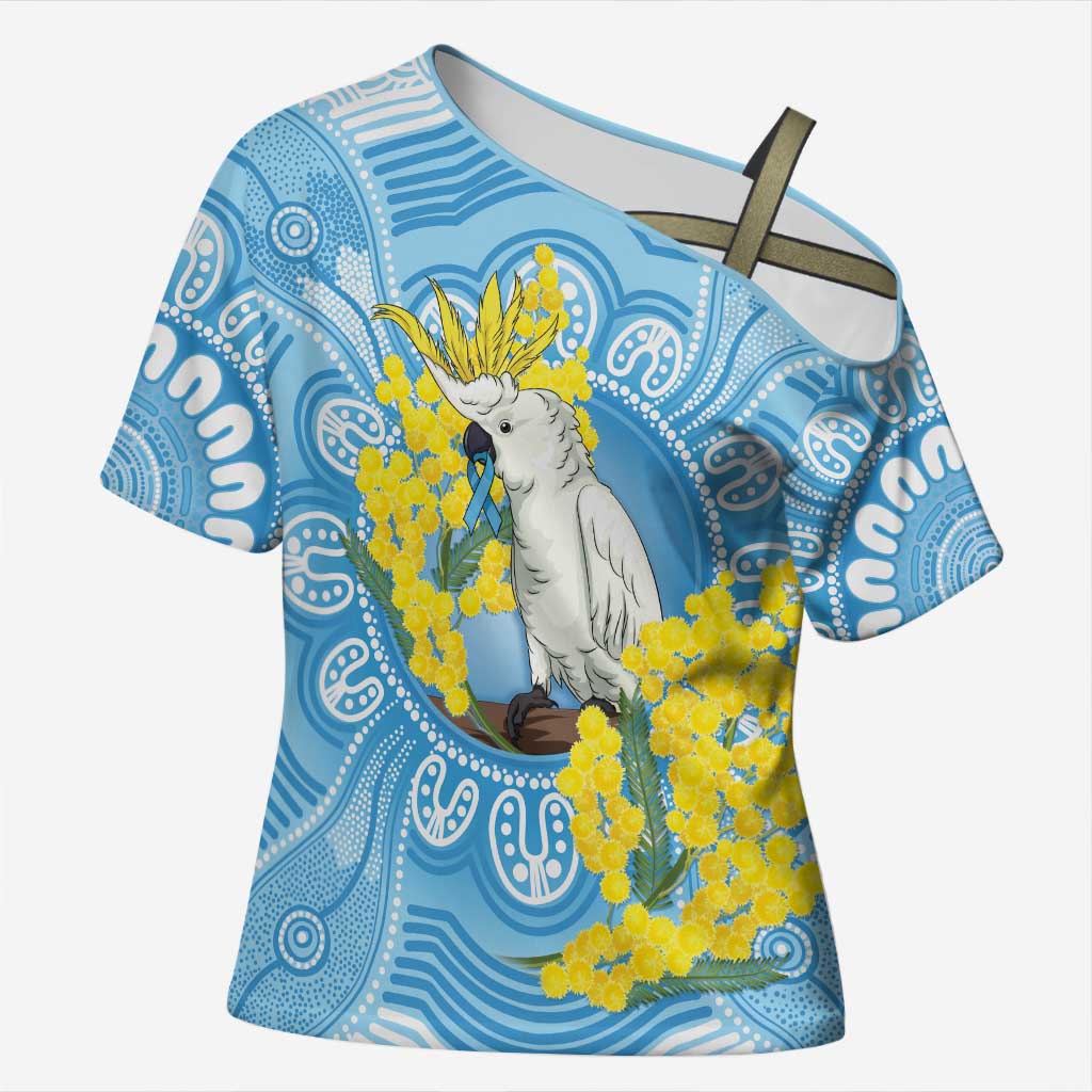 World Diabetes Day Australia Cross Shoulder Shirt Yellow-crested Cockatoo Golden Wattle Aboriginal - Aussie Hoodie