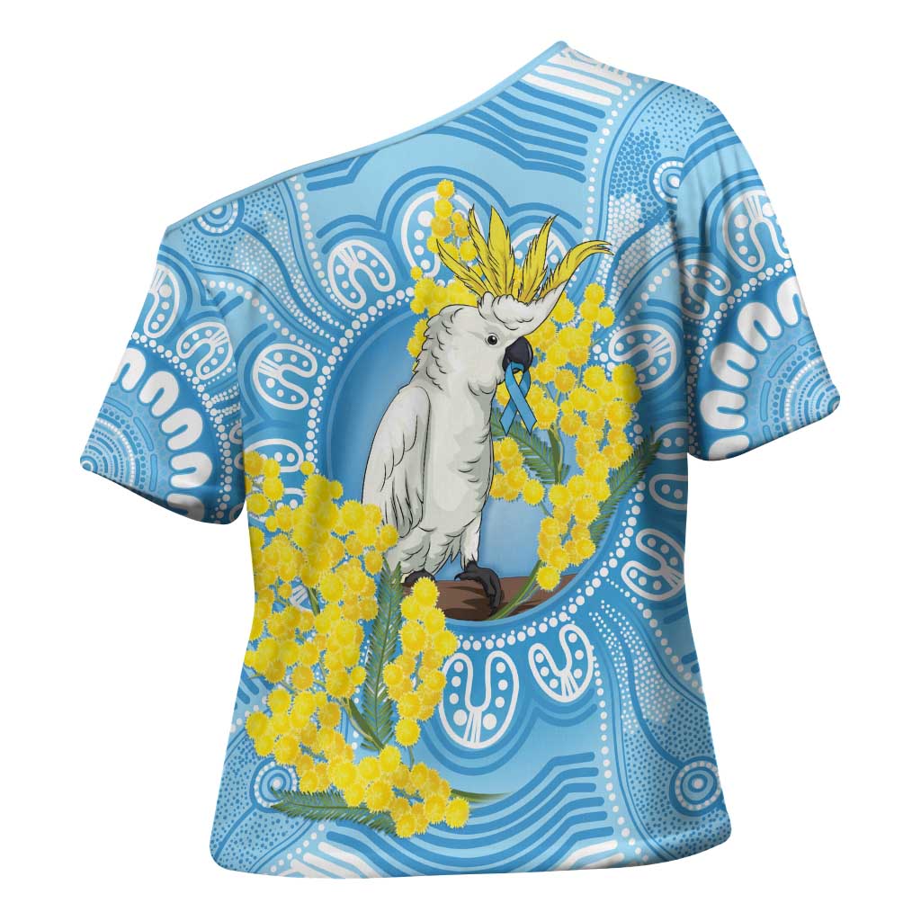 World Diabetes Day Australia Cross Shoulder Shirt Yellow-crested Cockatoo Golden Wattle Aboriginal - Aussie Hoodie