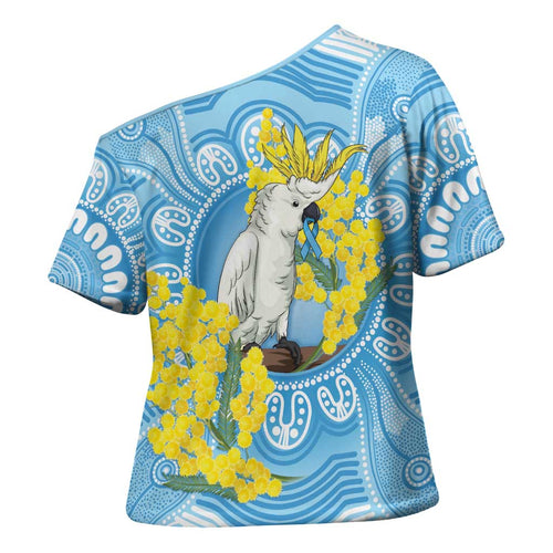 World Diabetes Day Australia Cross Shoulder Shirt Yellow-crested Cockatoo Golden Wattle Aboriginal - Aussie Hoodie