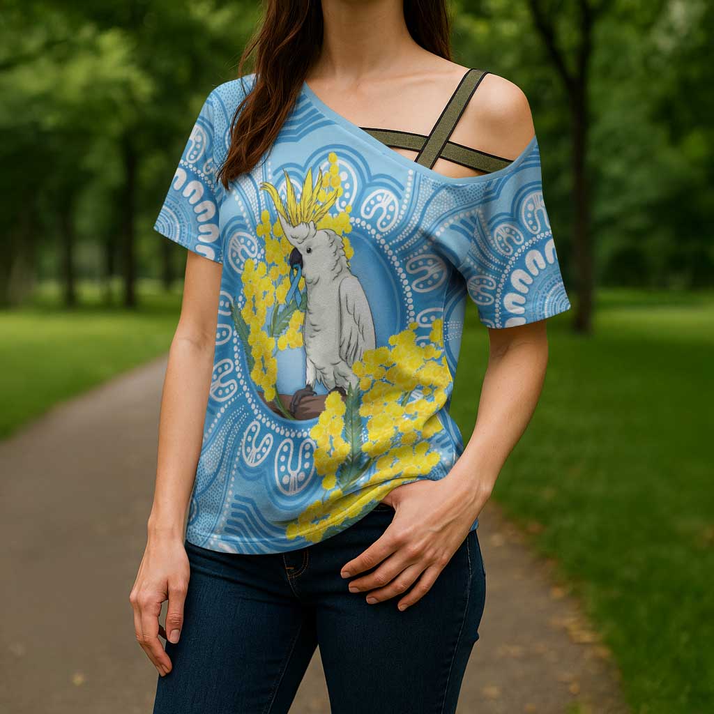 World Diabetes Day Australia Cross Shoulder Shirt Yellow-crested Cockatoo Golden Wattle Aboriginal - Aussie Hoodie