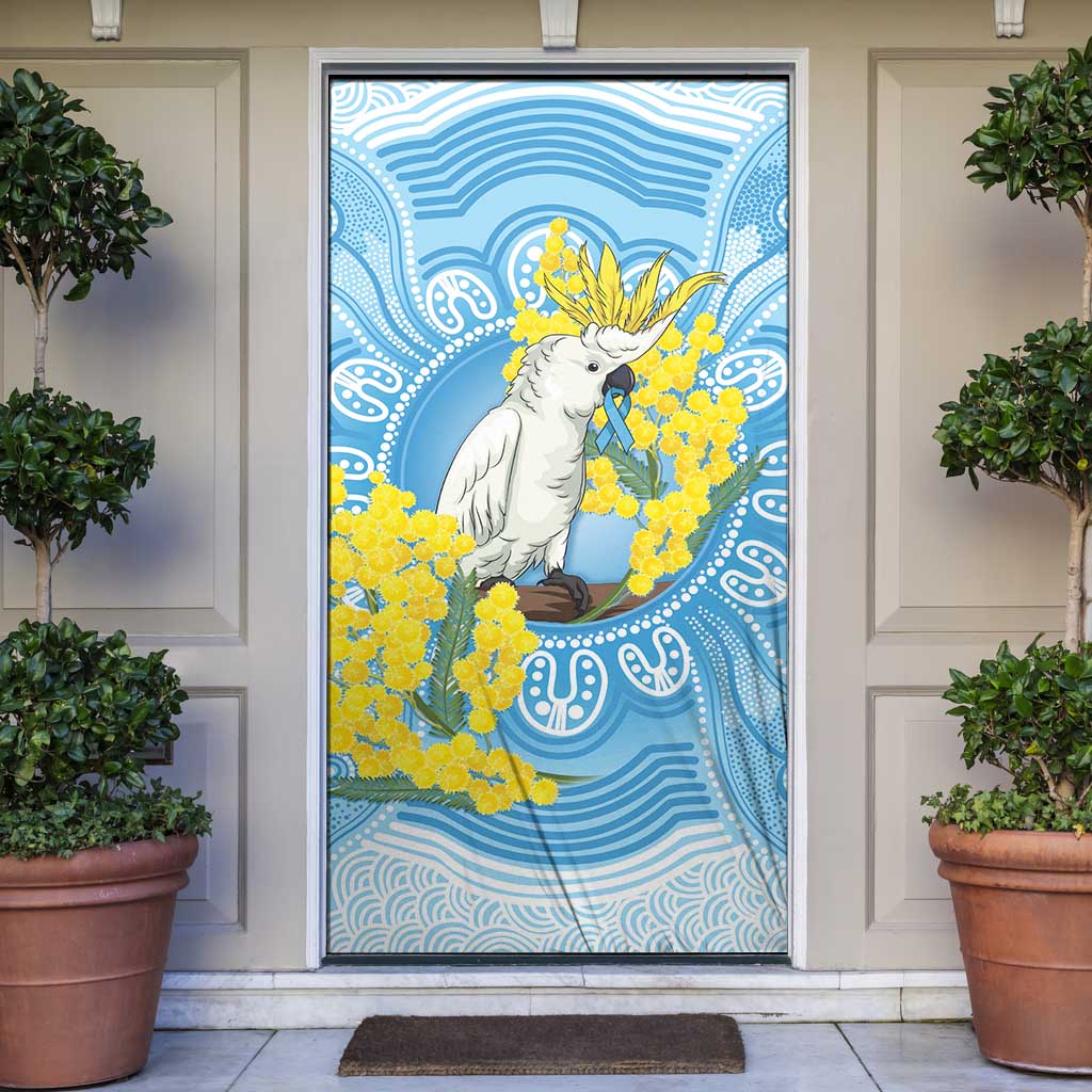 World Diabetes Day Australia Door Cover Yellow-crested Cockatoo Golden Wattle Aboriginal - Aussie Hoodie
