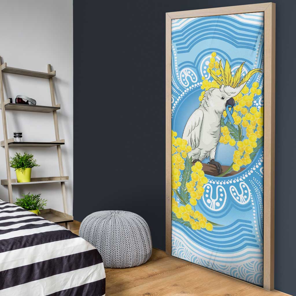 World Diabetes Day Australia Door Cover Yellow-crested Cockatoo Golden Wattle Aboriginal - Aussie Hoodie