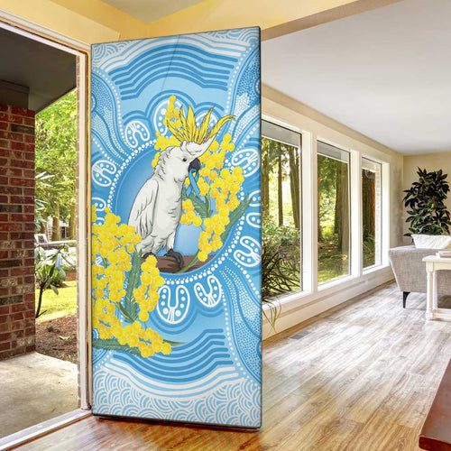 World Diabetes Day Australia Door Cover Yellow-crested Cockatoo Golden Wattle Aboriginal - Aussie Hoodie