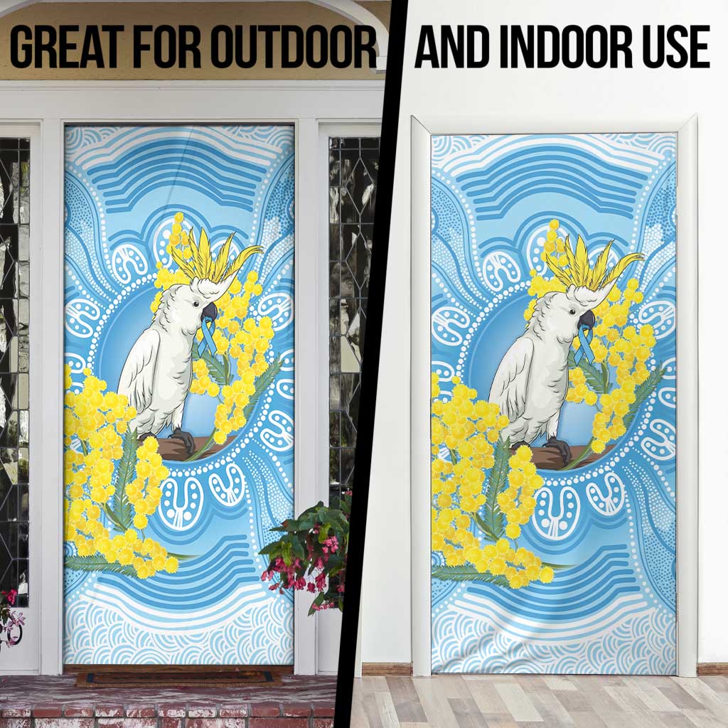 World Diabetes Day Australia Door Cover Yellow-crested Cockatoo Golden Wattle Aboriginal - Aussie Hoodie