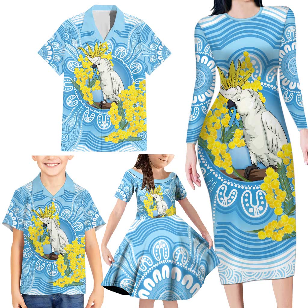 World Diabetes Day Australia Family Matching Long Sleeve Bodycon Dress and Hawaiian Shirt Yellow-crested Cockatoo Golden Wattle Aboriginal - Aussie Hoodie