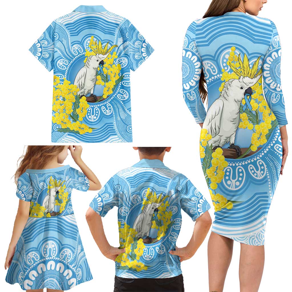 World Diabetes Day Australia Family Matching Long Sleeve Bodycon Dress and Hawaiian Shirt Yellow-crested Cockatoo Golden Wattle Aboriginal - Aussie Hoodie