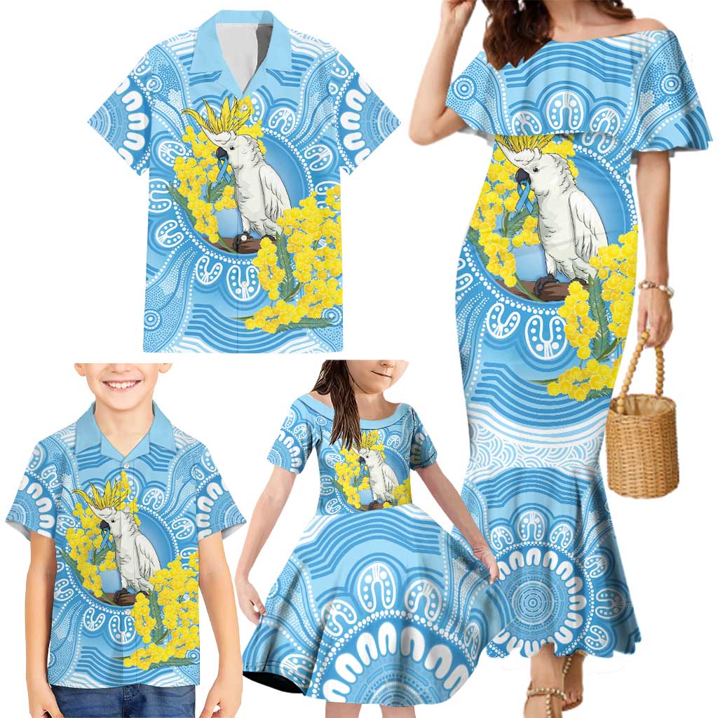 World Diabetes Day Australia Family Matching Mermaid Dress and Hawaiian Shirt Yellow-crested Cockatoo Golden Wattle Aboriginal - Aussie Hoodie