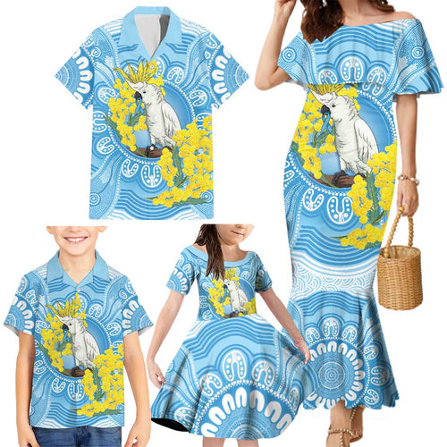 World Diabetes Day Australia Family Matching Mermaid Dress and Hawaiian Shirt Yellow-crested Cockatoo Golden Wattle Aboriginal - Aussie Hoodie