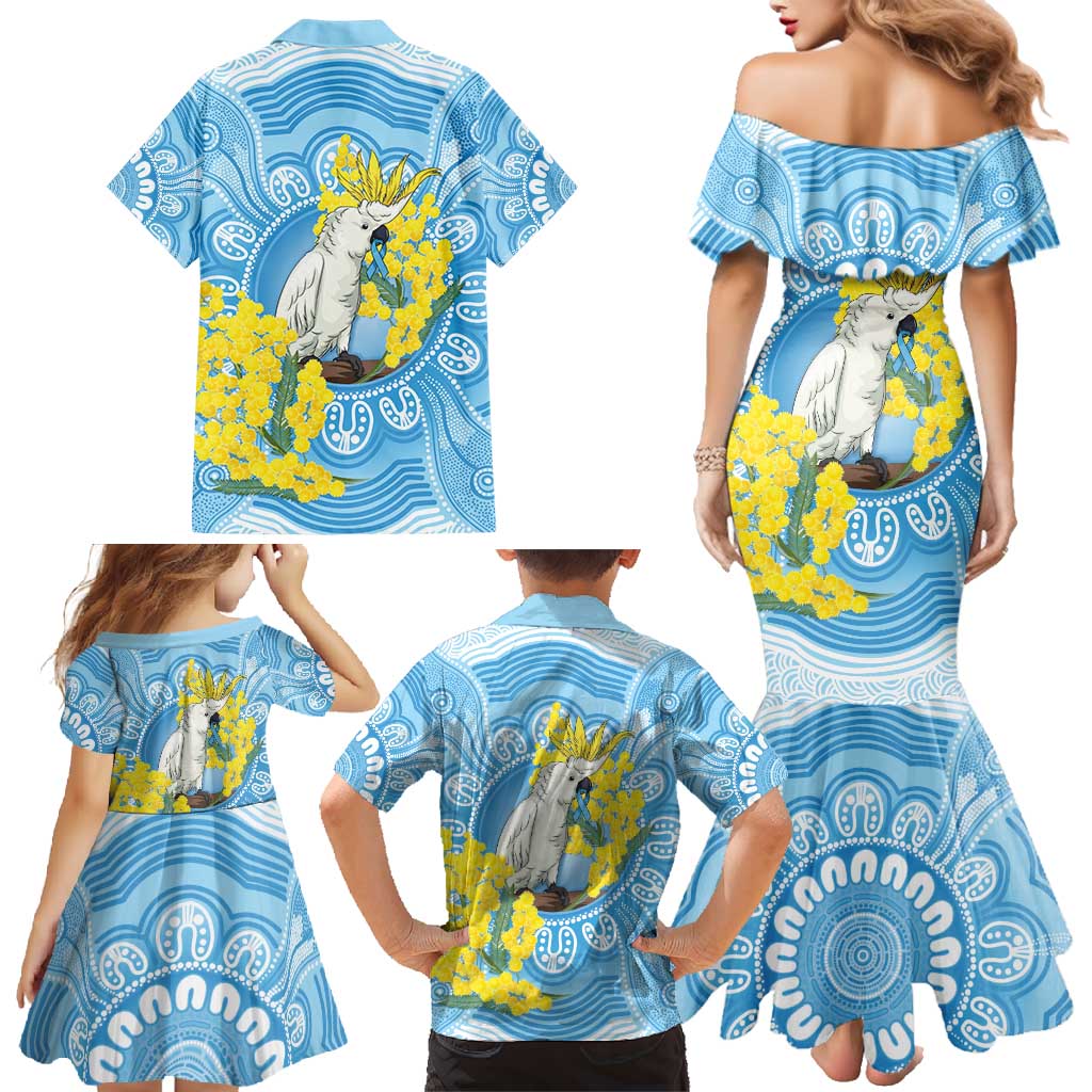 World Diabetes Day Australia Family Matching Mermaid Dress and Hawaiian Shirt Yellow-crested Cockatoo Golden Wattle Aboriginal - Aussie Hoodie