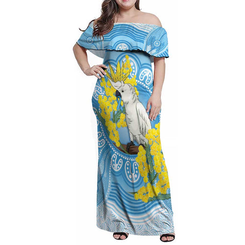 World Diabetes Day Australia Family Matching Off Shoulder Maxi Dress and Hawaiian Shirt Yellow-crested Cockatoo Golden Wattle Aboriginal - Aussie Hoodie