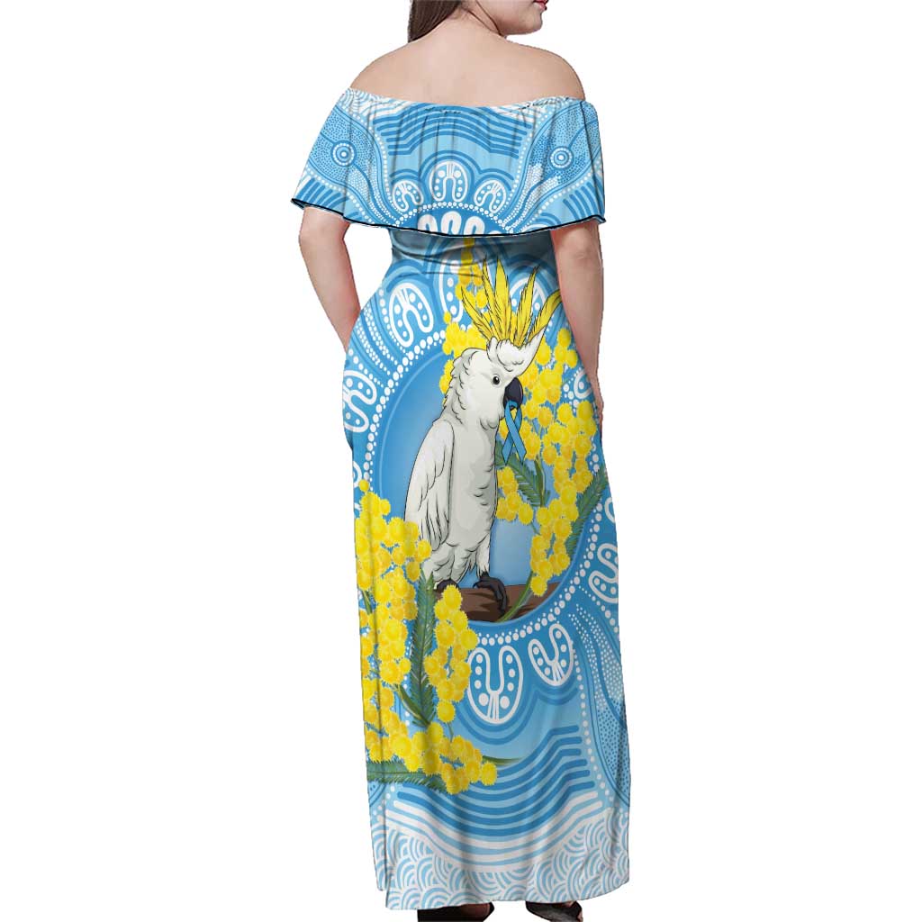 World Diabetes Day Australia Family Matching Off Shoulder Maxi Dress and Hawaiian Shirt Yellow-crested Cockatoo Golden Wattle Aboriginal - Aussie Hoodie