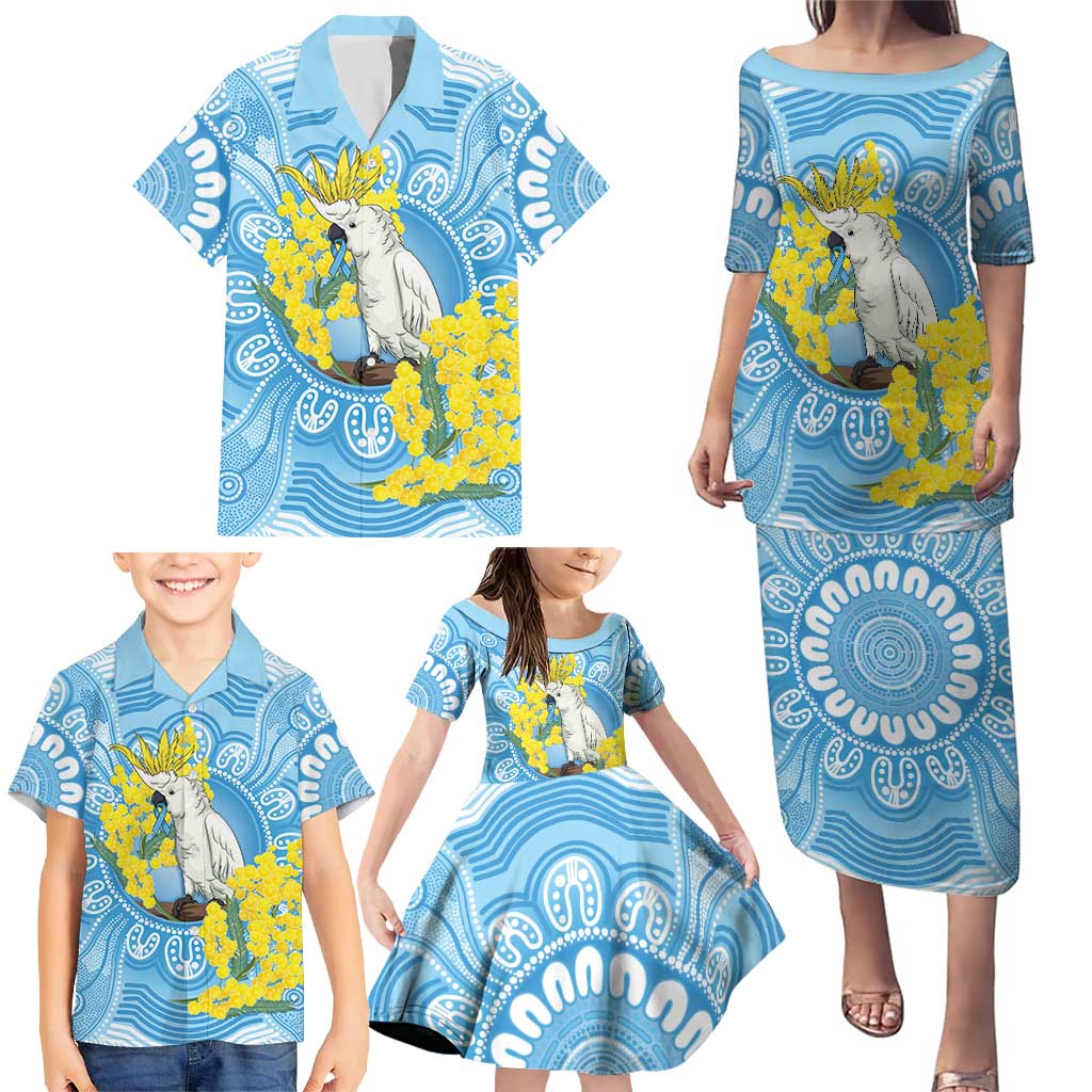 World Diabetes Day Australia Family Matching Puletasi and Hawaiian Shirt Yellow-crested Cockatoo Golden Wattle Aboriginal - Aussie Hoodie