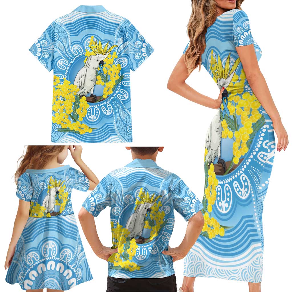 World Diabetes Day Australia Family Matching Short Sleeve Bodycon Dress and Hawaiian Shirt Yellow-crested Cockatoo Golden Wattle Aboriginal - Aussie Hoodie