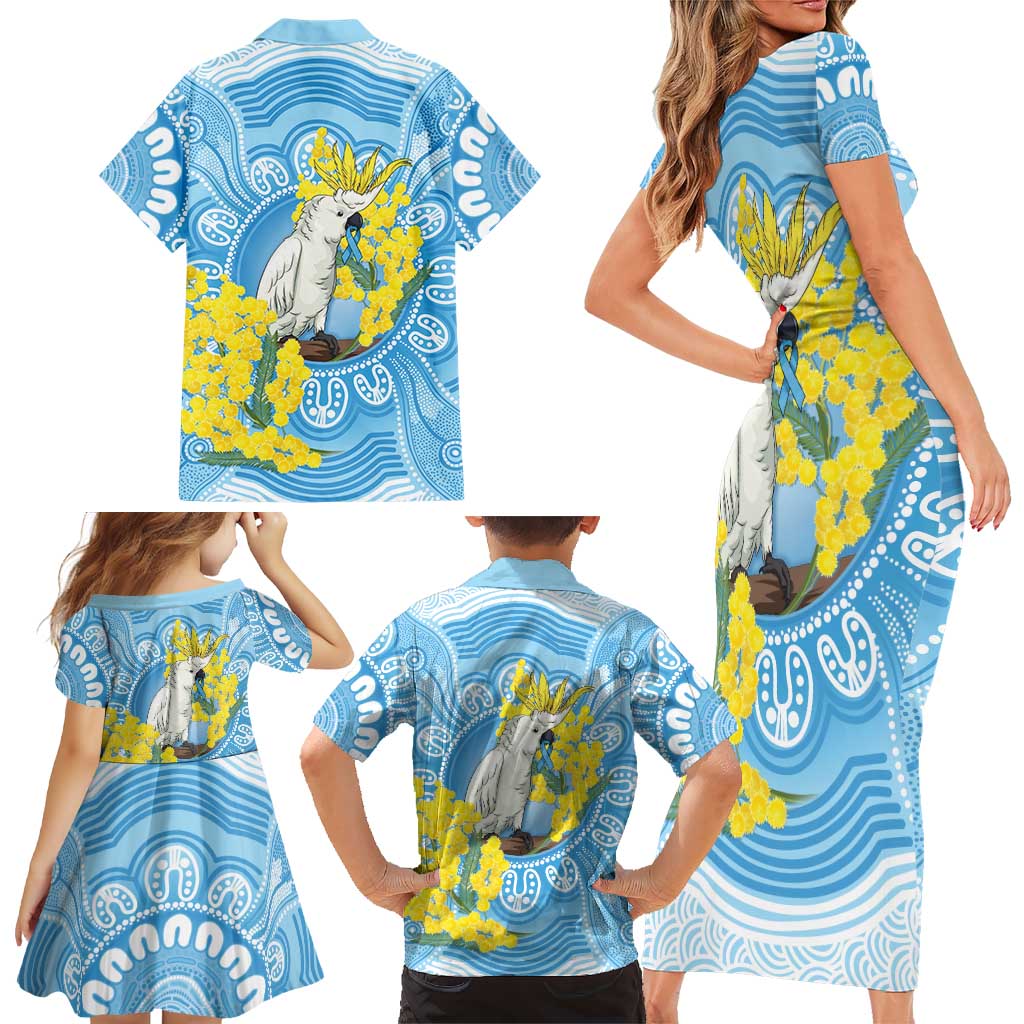 World Diabetes Day Australia Family Matching Short Sleeve Bodycon Dress and Hawaiian Shirt Yellow-crested Cockatoo Golden Wattle Aboriginal - Aussie Hoodie