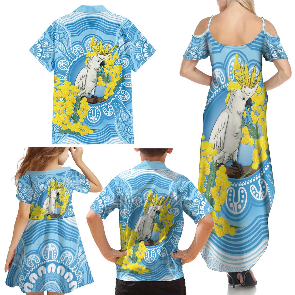 World Diabetes Day Australia Family Matching Summer Maxi Dress and Hawaiian Shirt Yellow-crested Cockatoo Golden Wattle Aboriginal - Aussie Hoodie