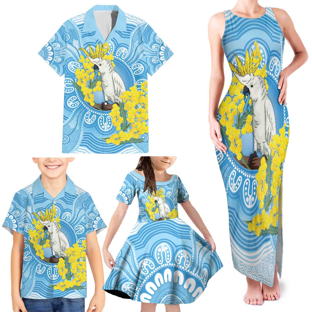 World Diabetes Day Australia Family Matching Tank Maxi Dress and Hawaiian Shirt Yellow-crested Cockatoo Golden Wattle Aboriginal - Aussie Hoodie