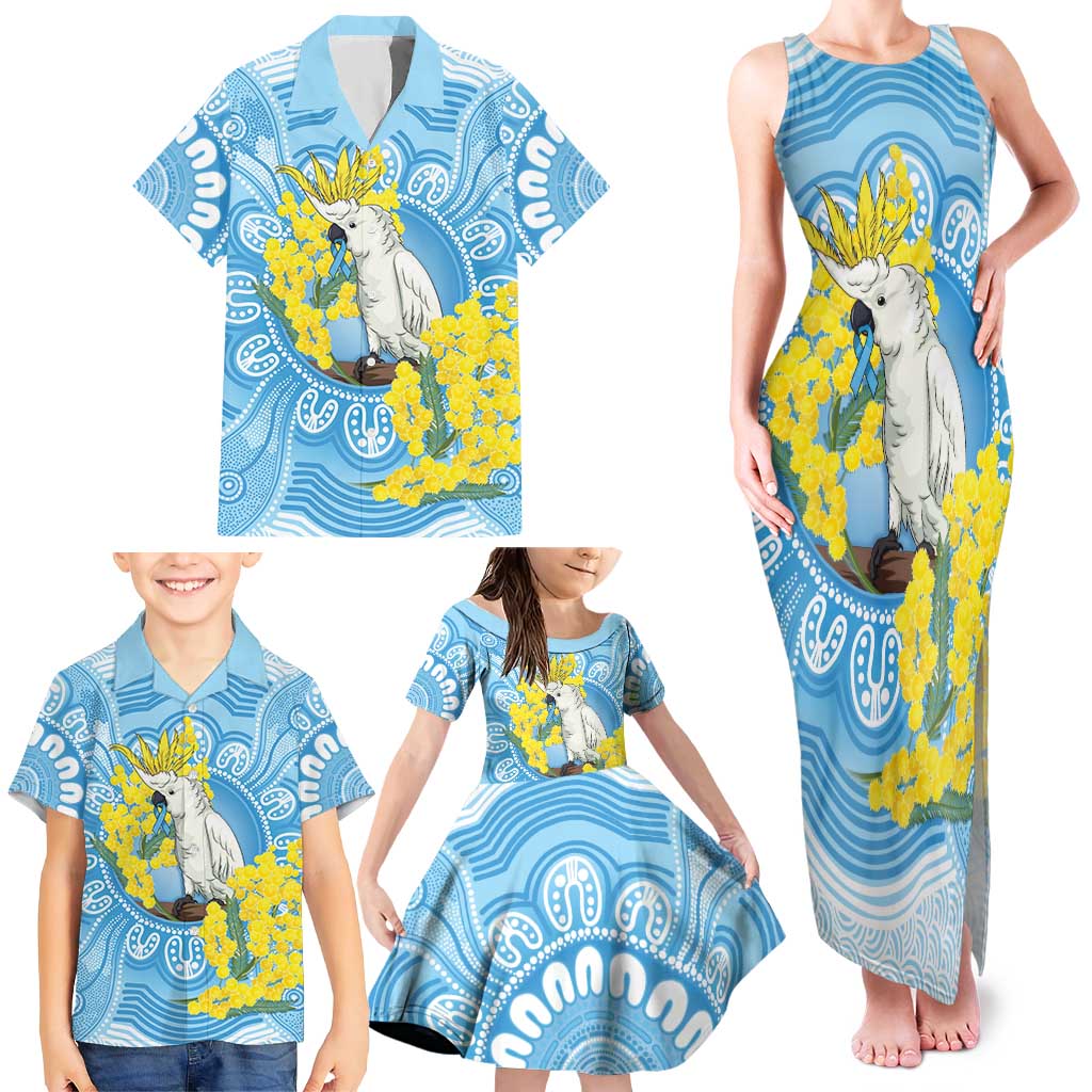 World Diabetes Day Australia Family Matching Tank Maxi Dress and Hawaiian Shirt Yellow-crested Cockatoo Golden Wattle Aboriginal - Aussie Hoodie