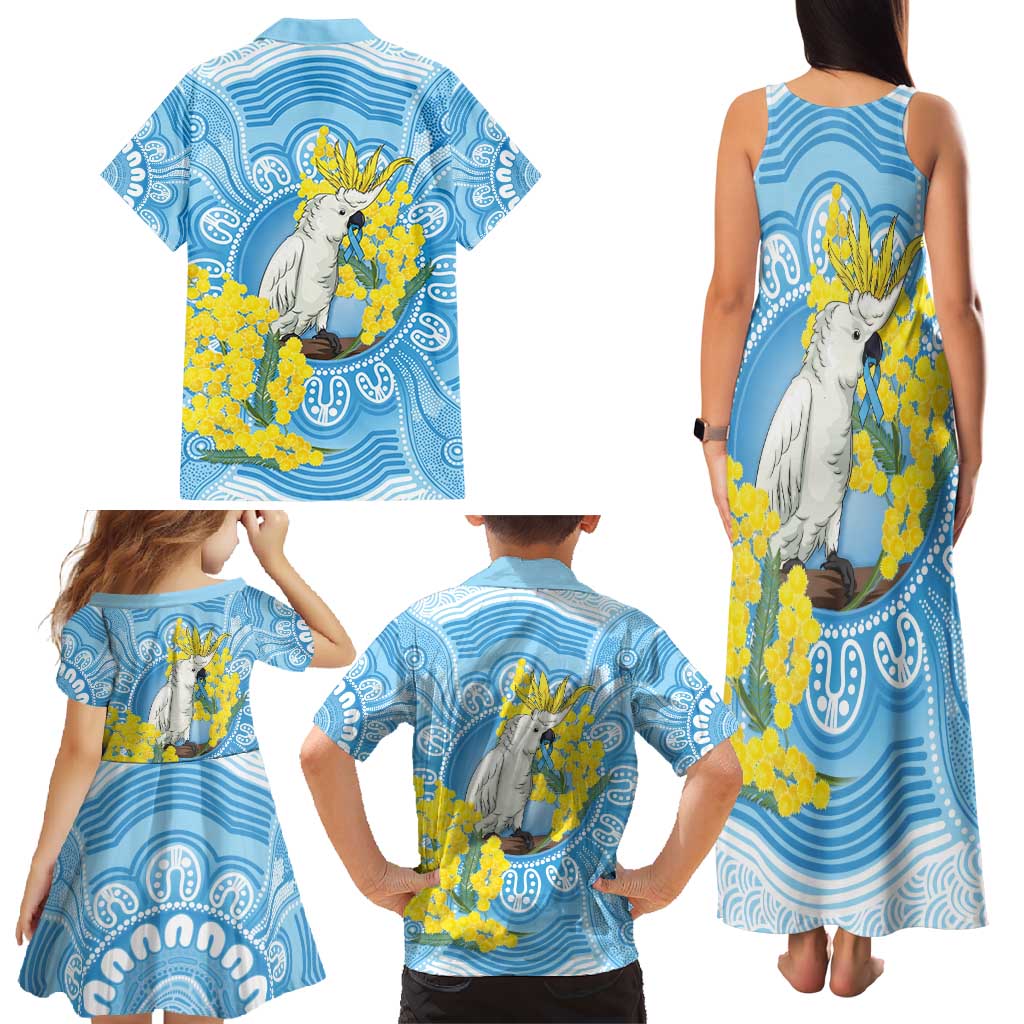 World Diabetes Day Australia Family Matching Tank Maxi Dress and Hawaiian Shirt Yellow-crested Cockatoo Golden Wattle Aboriginal - Aussie Hoodie