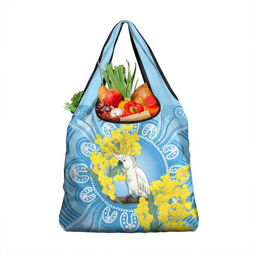World Diabetes Day Australia Grocery Bag Yellow-crested Cockatoo Golden Wattle Aboriginal - Aussie Hoodie