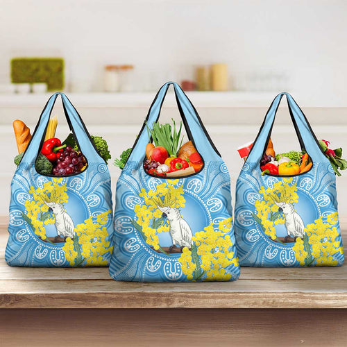 World Diabetes Day Australia Grocery Bag Yellow-crested Cockatoo Golden Wattle Aboriginal - Aussie Hoodie