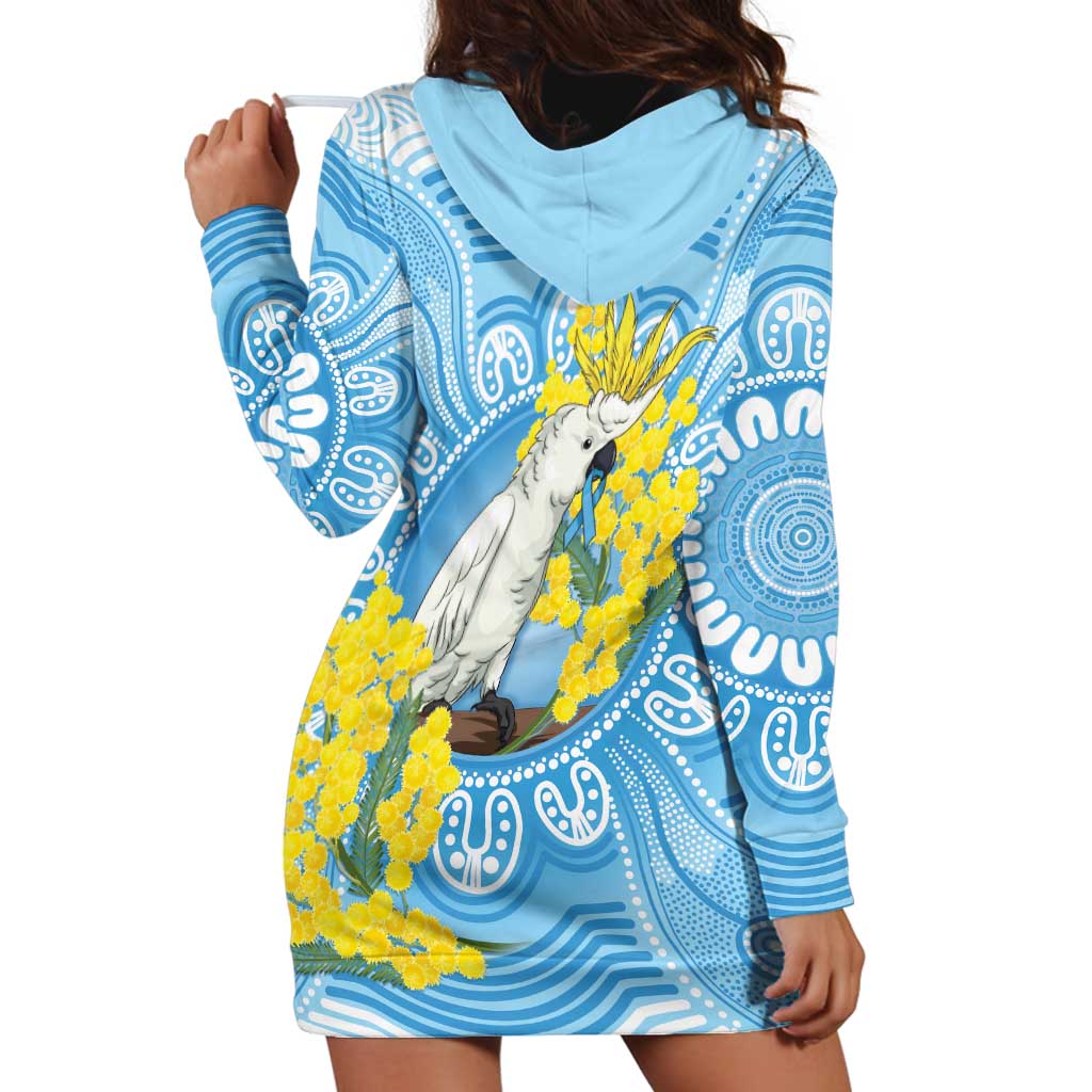 World Diabetes Day Australia Hoodie Dress Yellow-crested Cockatoo Golden Wattle Aboriginal - Aussie Hoodie