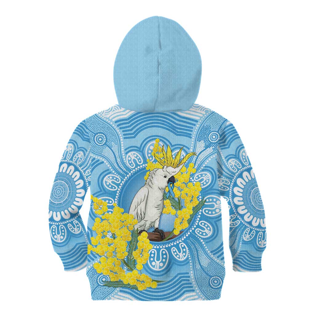 World Diabetes Day Australia Kid Hoodie Yellow-crested Cockatoo Golden Wattle Aboriginal - Aussie Hoodie