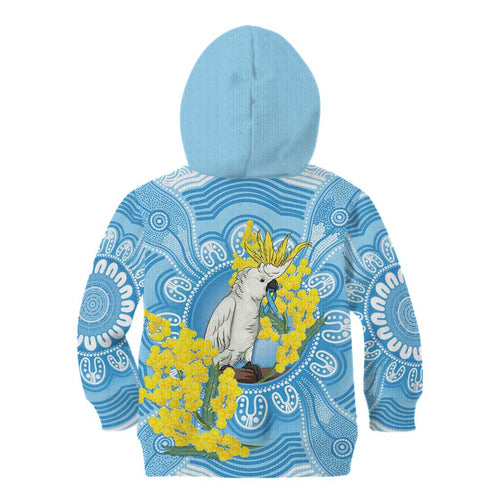 World Diabetes Day Australia Kid Hoodie Yellow-crested Cockatoo Golden Wattle Aboriginal - Aussie Hoodie