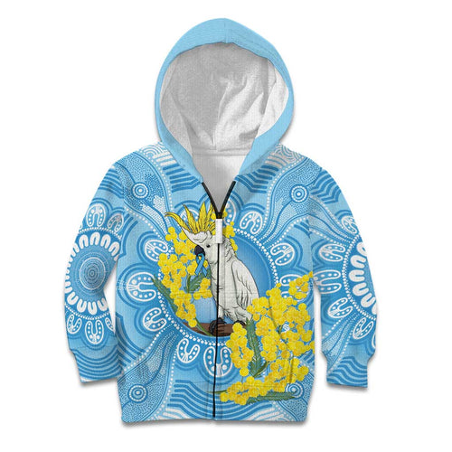 World Diabetes Day Australia Kid Hoodie Yellow-crested Cockatoo Golden Wattle Aboriginal - Aussie Hoodie