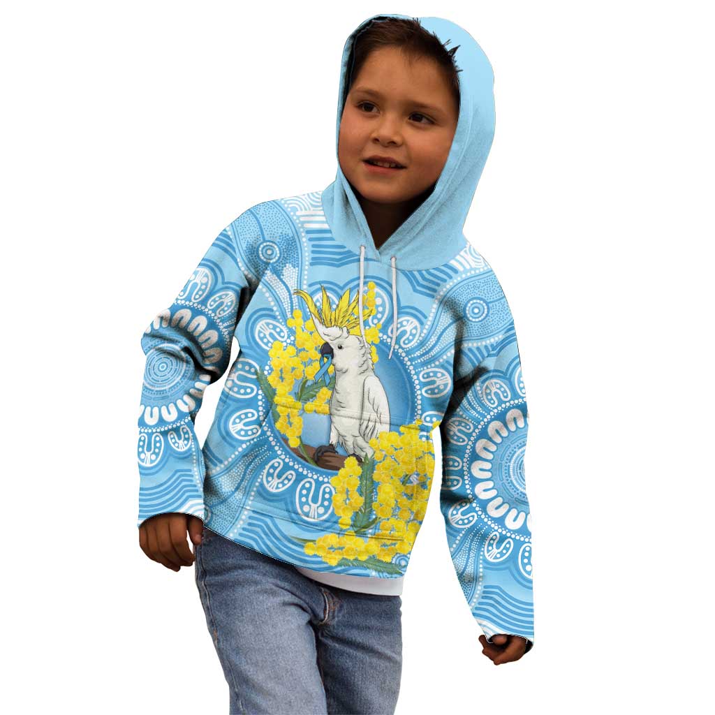 World Diabetes Day Australia Kid Hoodie Yellow-crested Cockatoo Golden Wattle Aboriginal - Aussie Hoodie