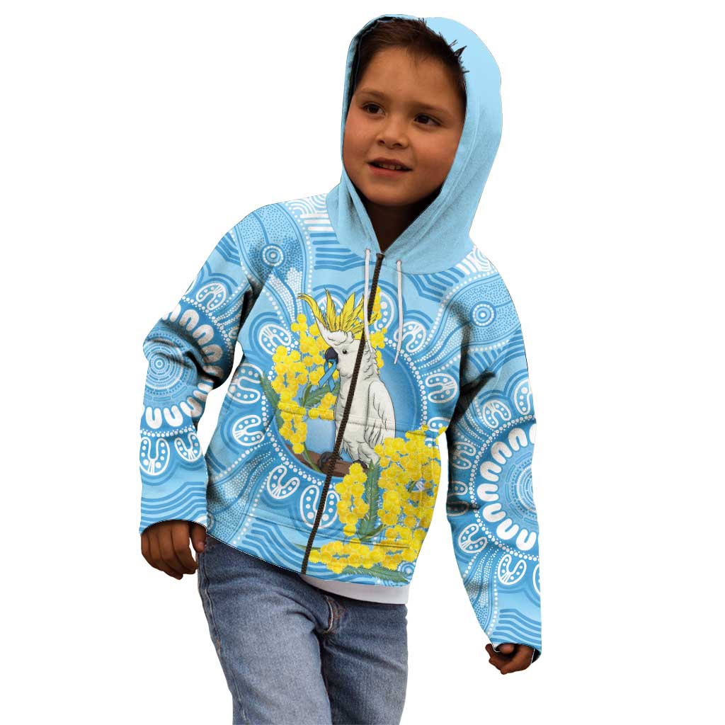 World Diabetes Day Australia Kid Hoodie Yellow-crested Cockatoo Golden Wattle Aboriginal - Aussie Hoodie