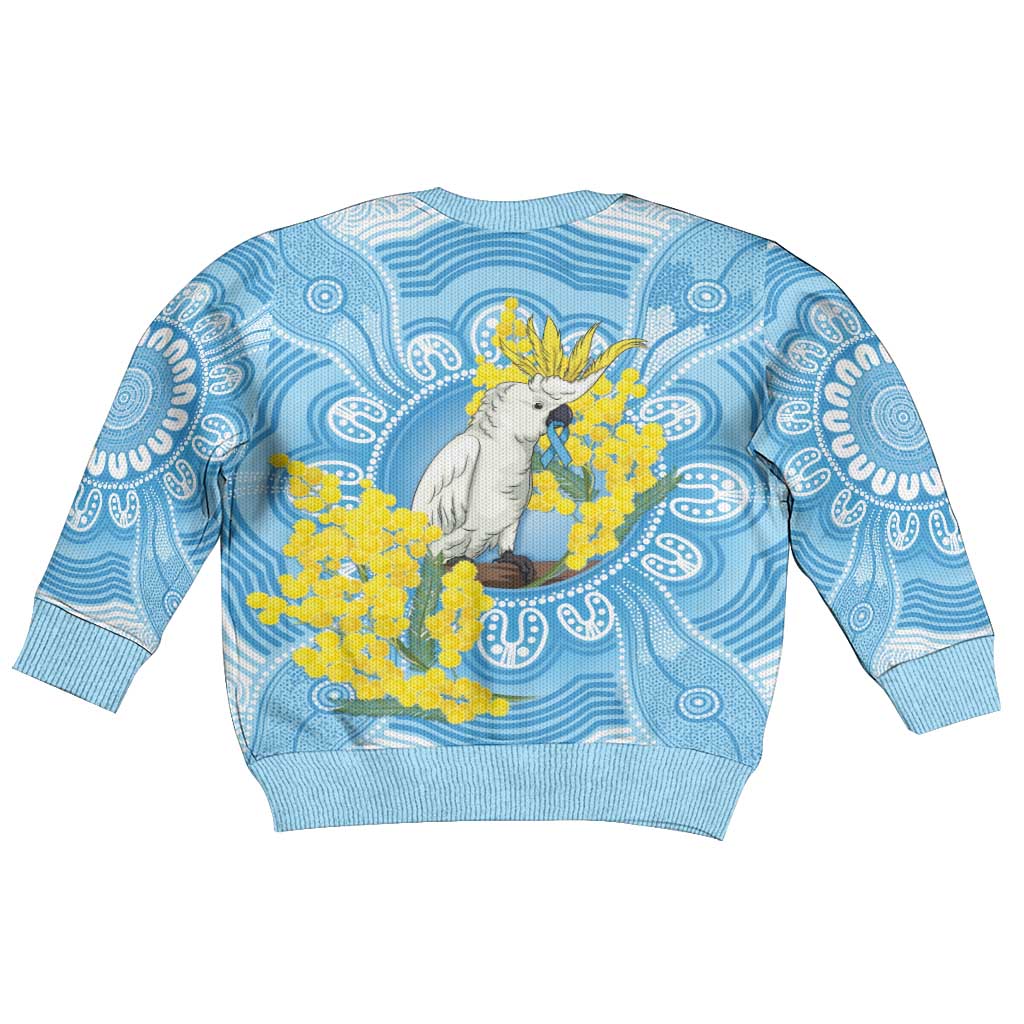 World Diabetes Day Australia Kid Ugly Christmas Sweater Yellow-crested Cockatoo Golden Wattle Aboriginal - Aussie Hoodie