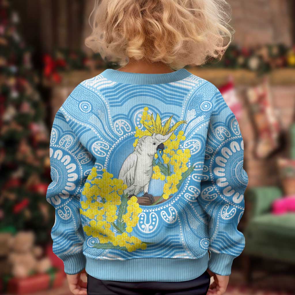 World Diabetes Day Australia Kid Ugly Christmas Sweater Yellow-crested Cockatoo Golden Wattle Aboriginal - Aussie Hoodie