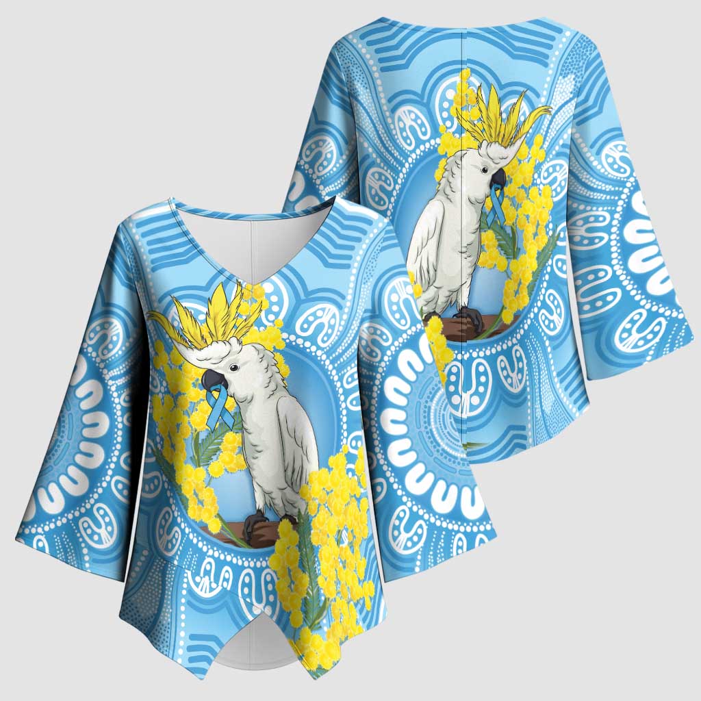World Diabetes Day Australia Kimono Sleeve Blouse Yellow-crested Cockatoo Golden Wattle Aboriginal - Aussie Hoodie