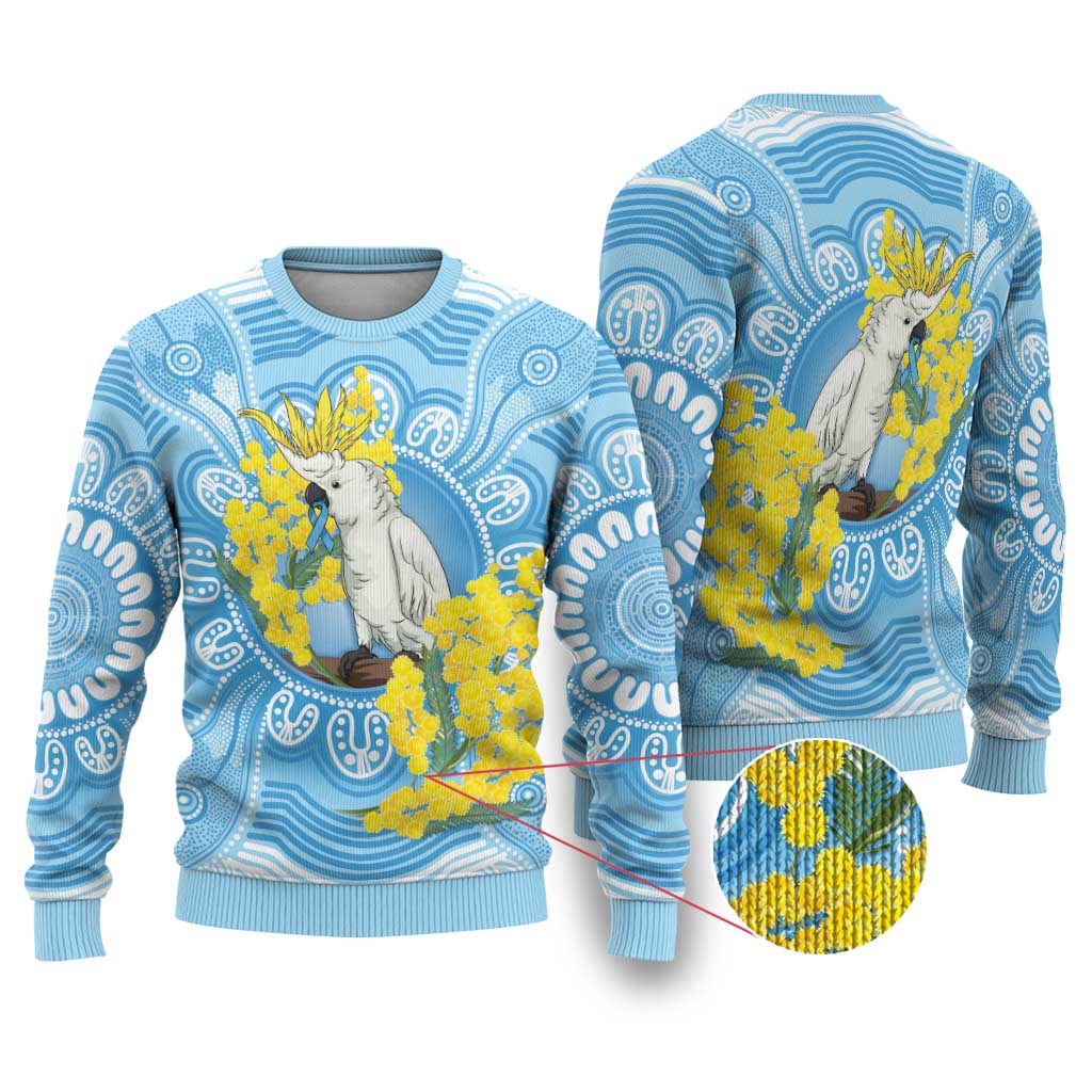 World Diabetes Day Australia Ugly Christmas Sweater Yellow-crested Cockatoo Golden Wattle Aboriginal - Aussie Hoodie