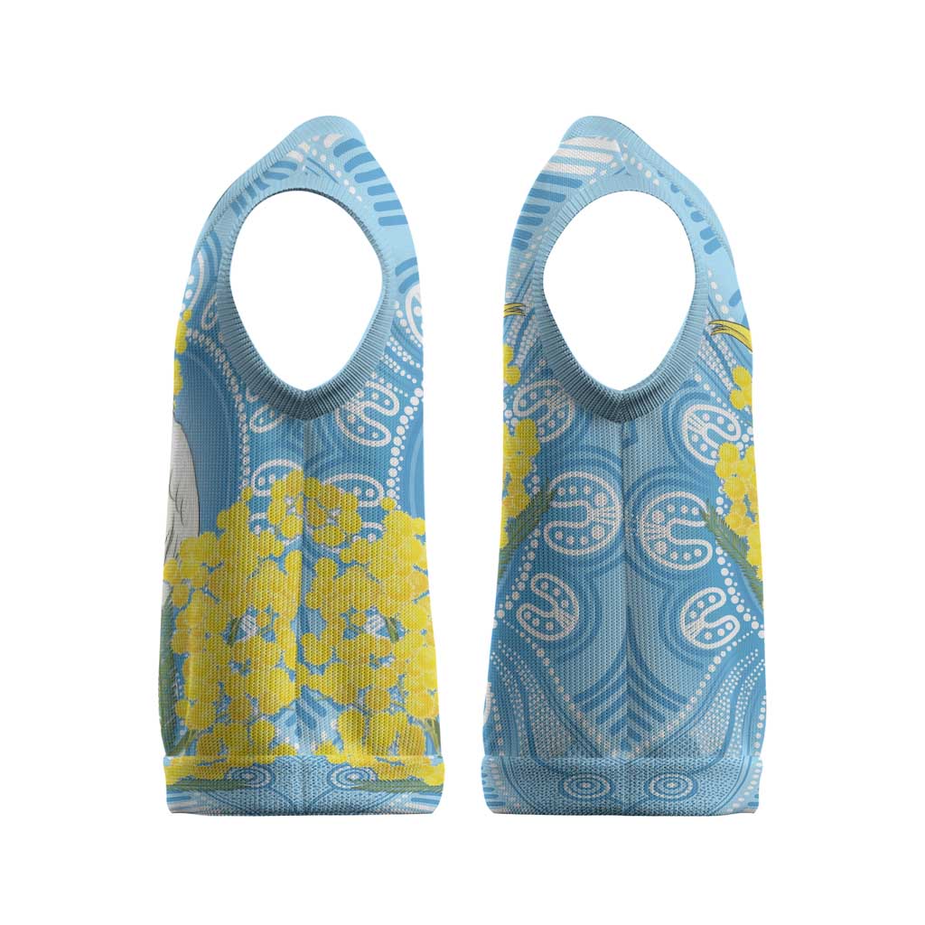 World Diabetes Day Australia Christmas Knitted V-Neck Vest Yellow-crested Cockatoo Golden Wattle Aboriginal - Aussie Hoodie