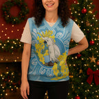 World Diabetes Day Australia Christmas Knitted V-Neck Vest Yellow-crested Cockatoo Golden Wattle Aboriginal - Aussie Hoodie