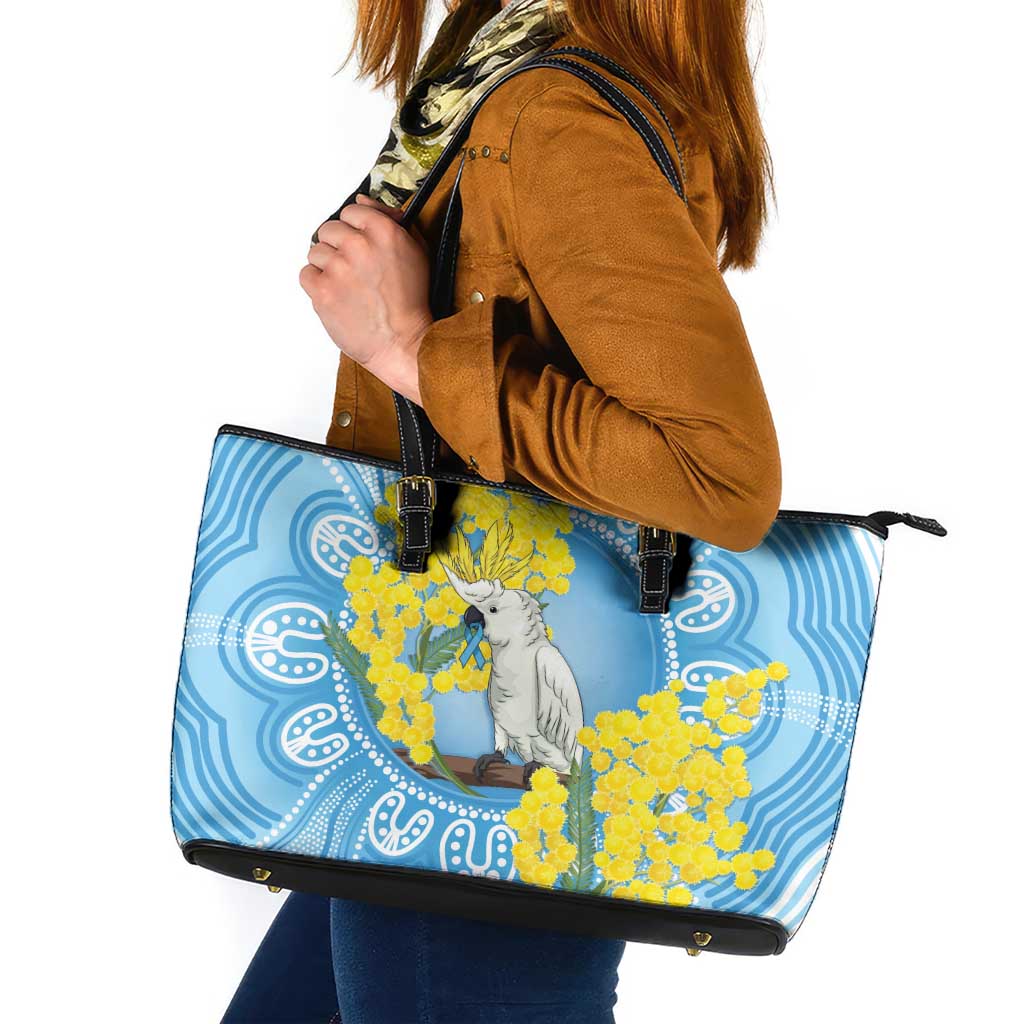World Diabetes Day Australia Leather Tote Bag Yellow-crested Cockatoo Golden Wattle Aboriginal - Aussie Hoodie