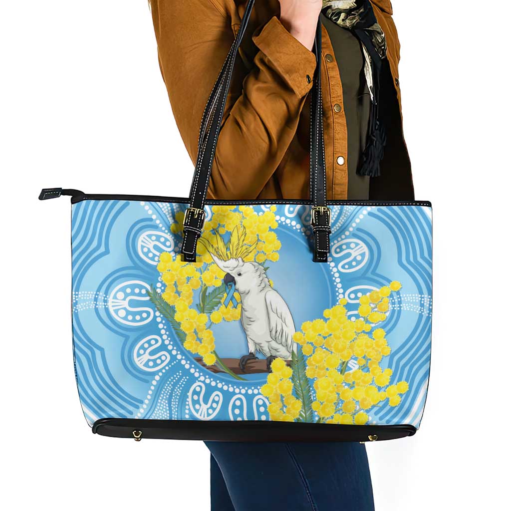 World Diabetes Day Australia Leather Tote Bag Yellow-crested Cockatoo Golden Wattle Aboriginal - Aussie Hoodie