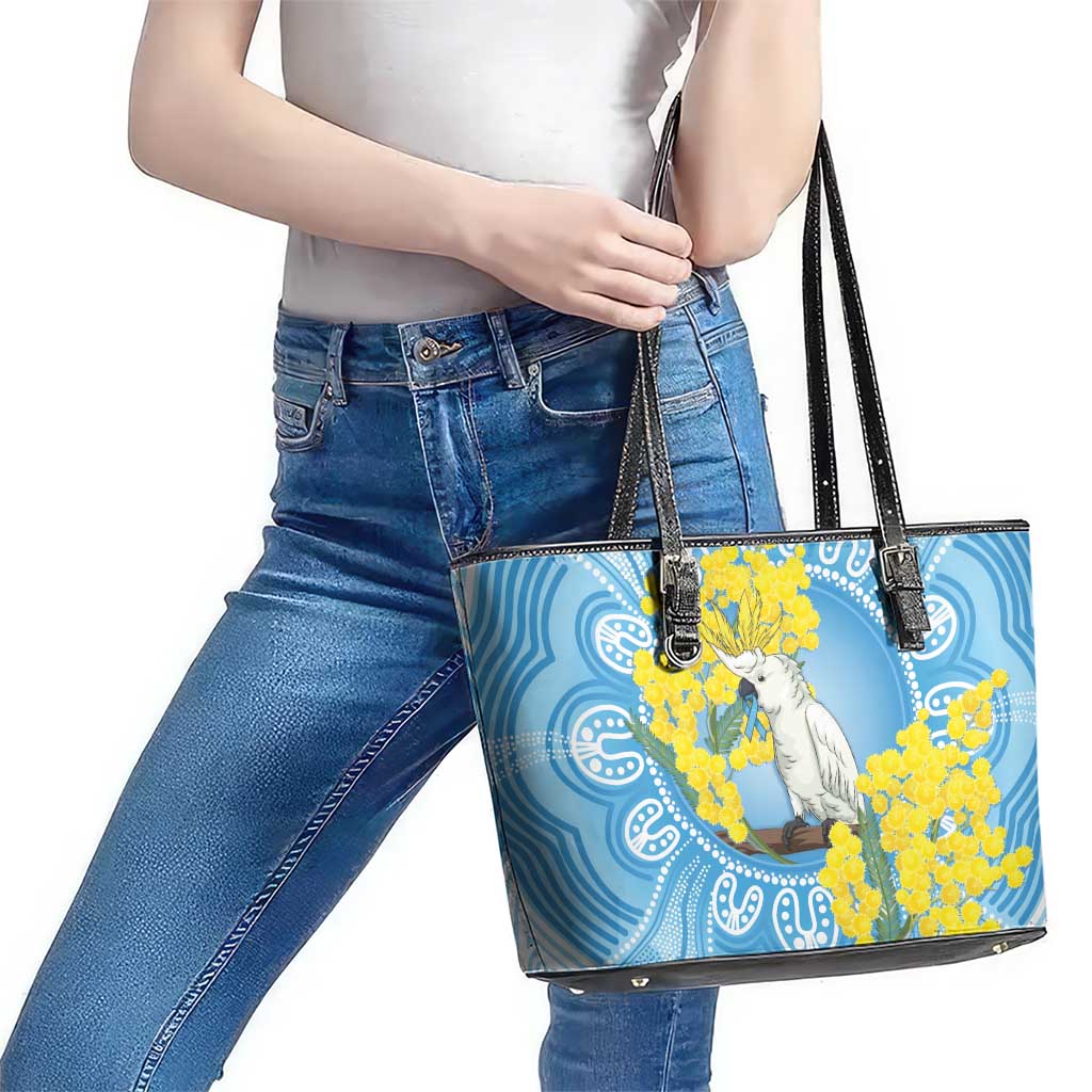 World Diabetes Day Australia Leather Tote Bag Yellow-crested Cockatoo Golden Wattle Aboriginal - Aussie Hoodie